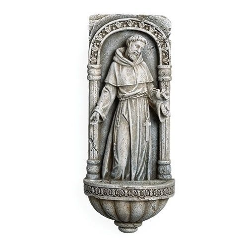 24.7cm/9.75" St Francis Cement Finish Water Font