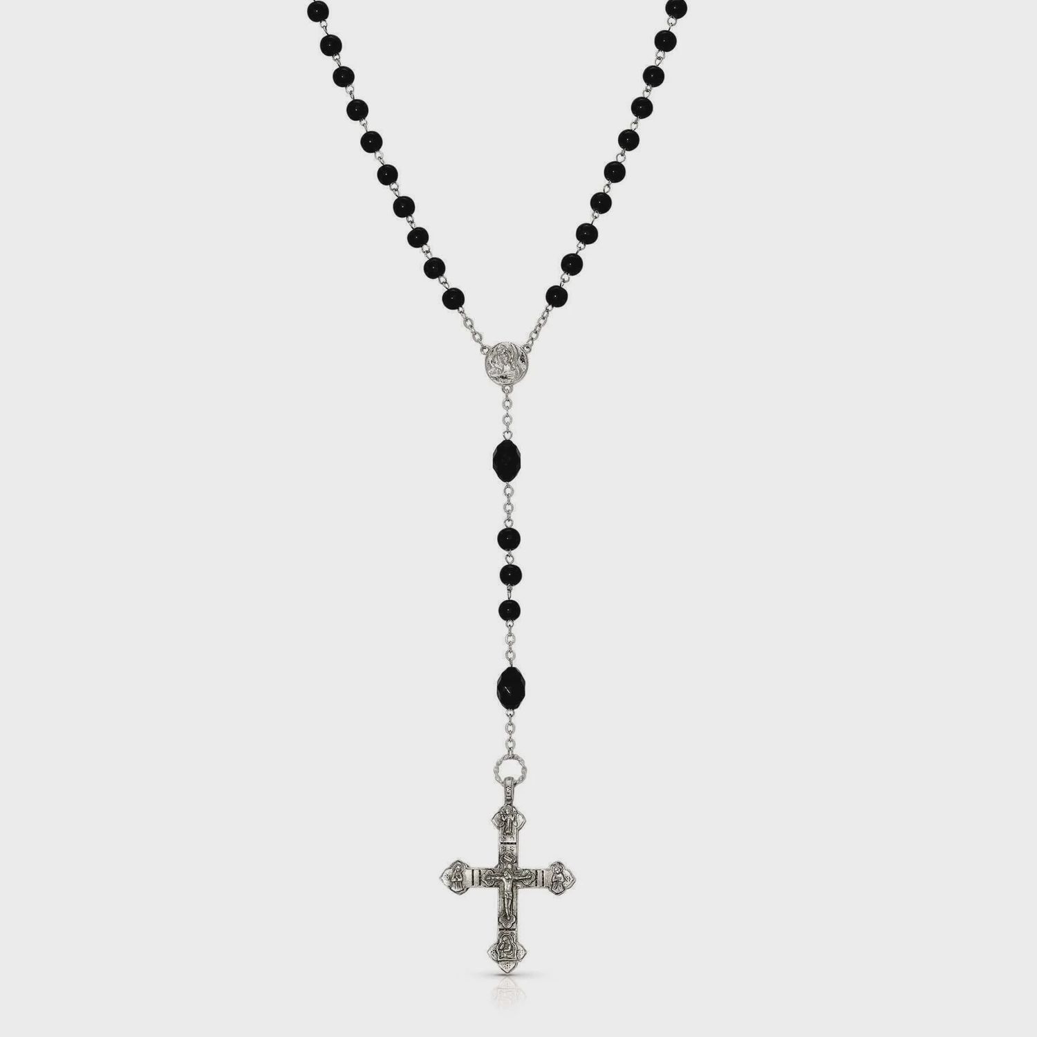 Black Bead Crucifix Rosary