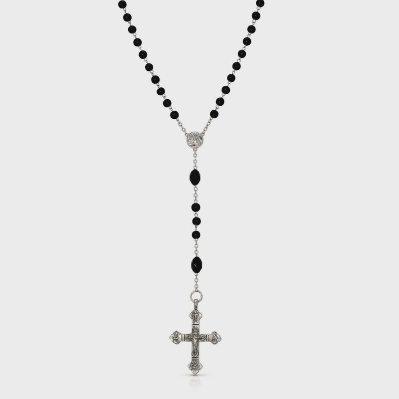Black Bead Crucifix Rosary