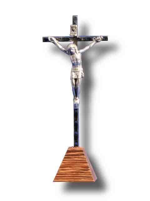 Standing Metal Crucifix Silver - 105 x 40mm