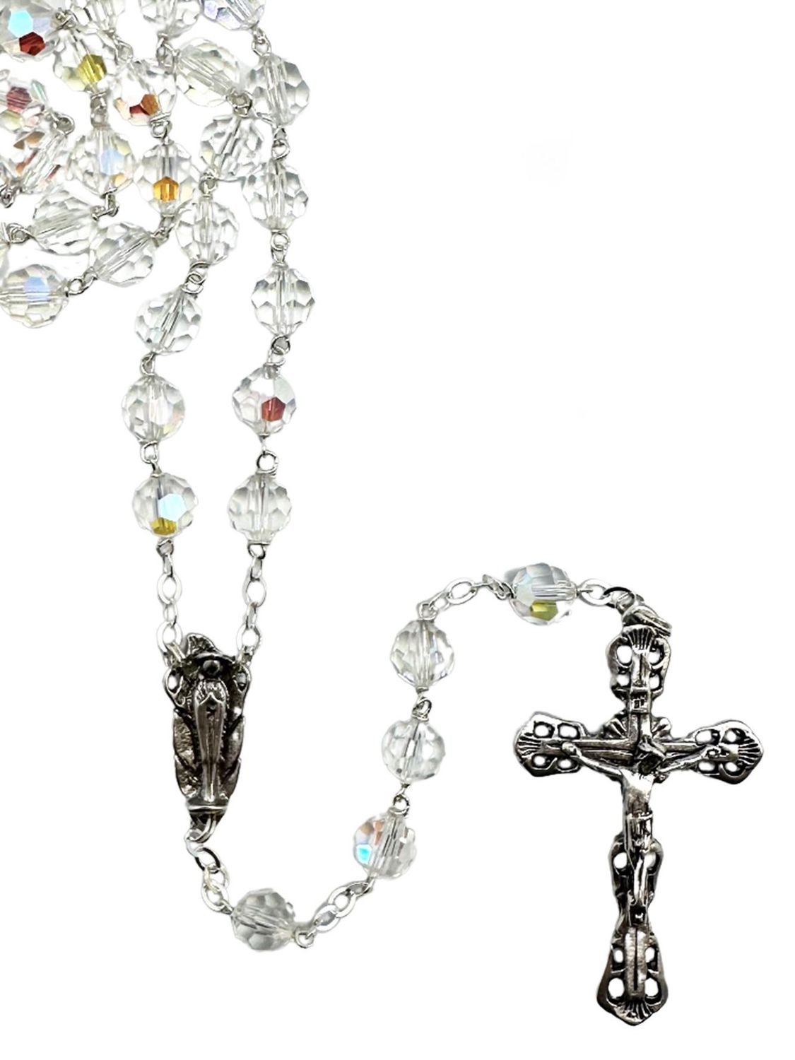 Rosary Sterling Silver with Swarovski Crystal - 7mm Beads