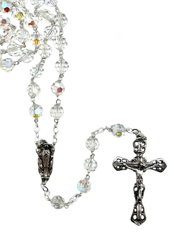 Rosary Sterling Silver with Swarovski Crystal - 7mm Beads