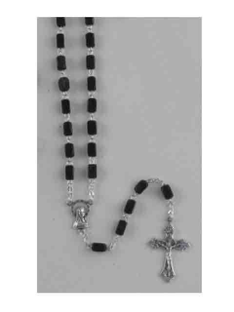 Rosary Wood Black Rectangular - 5mm Beads