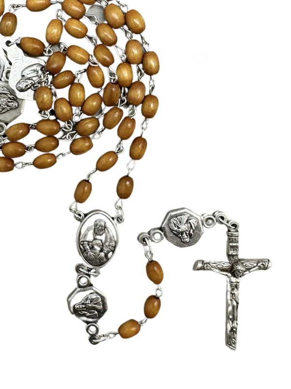 Rosary Wood Brown with SHJ/Prodical Son Mysteries - 6mm Beads