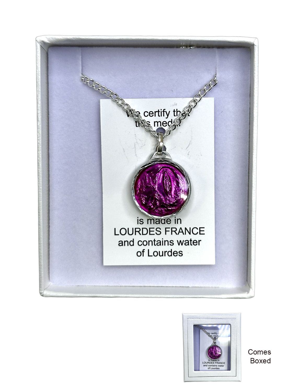 Our Lady of Lourdes w/Water Rose Medal &amp; Chain