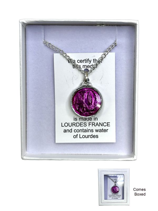 Our Lady of Lourdes w/Water Rose Medal &amp; Chain