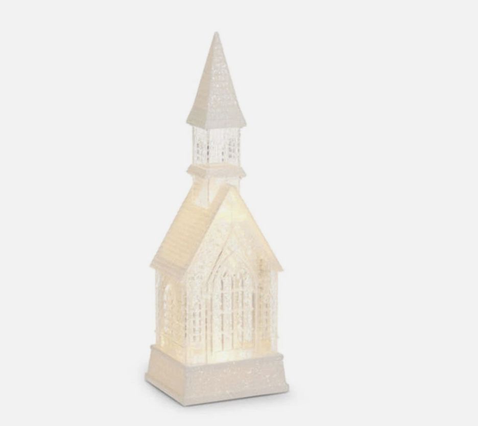 16" Lit Church Swirl Gliter