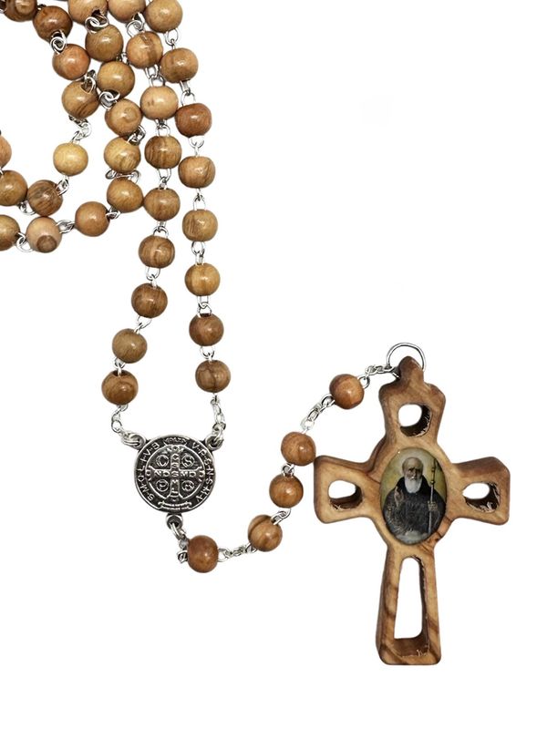 St Benedict Olive Rosary - Wood Crucifix