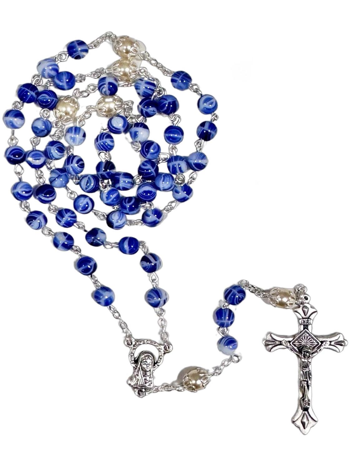 Imitation Precious Stone Rosary, Colour: Blue