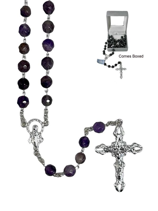 Genuine Amethyst Rosary - Sterling Silver
