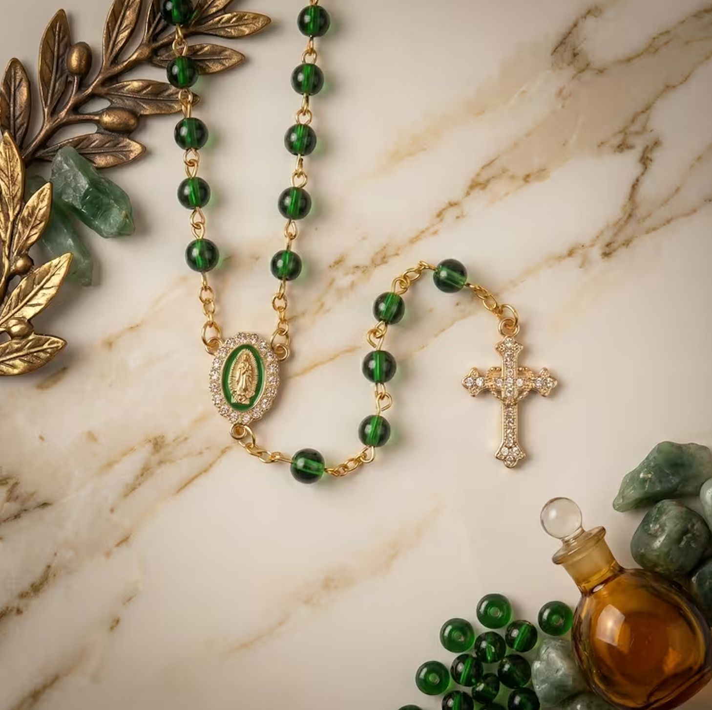 Green Virgin Mary Rosary