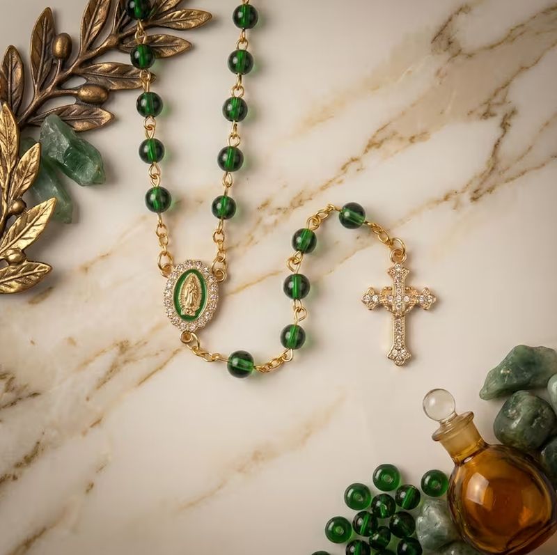 Green Virgin Mary Rosary