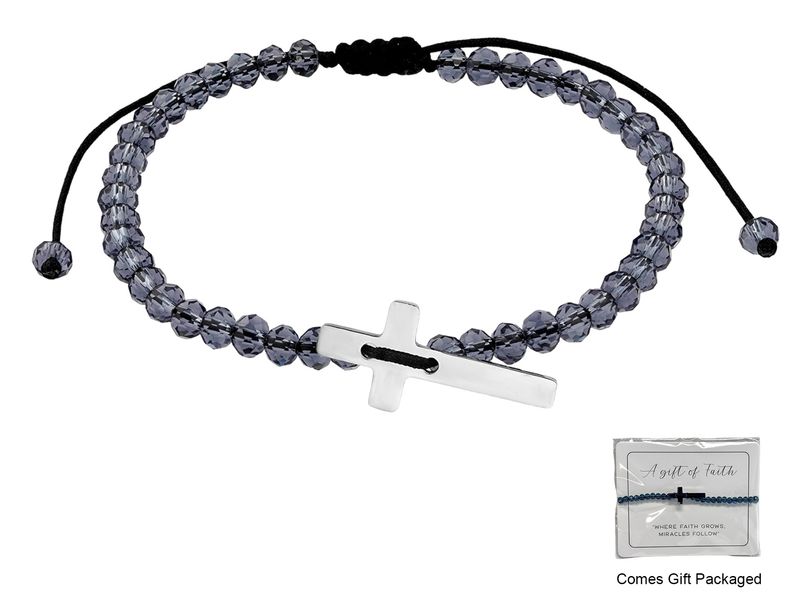 Bracelet with Crystal Beads and Cross
