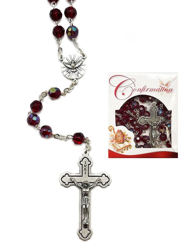 Confirmation Glass Red Rosary