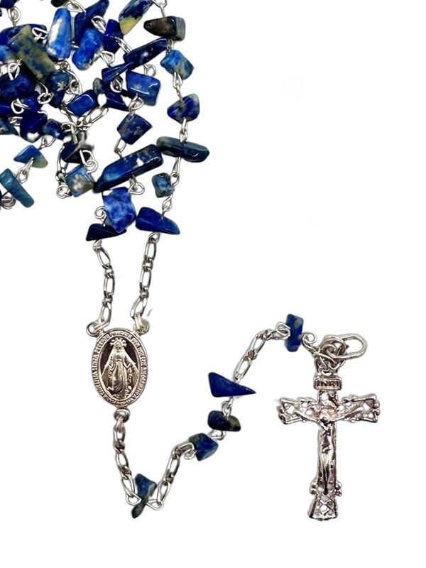 Lapis Rosary Sterling Silver Chain