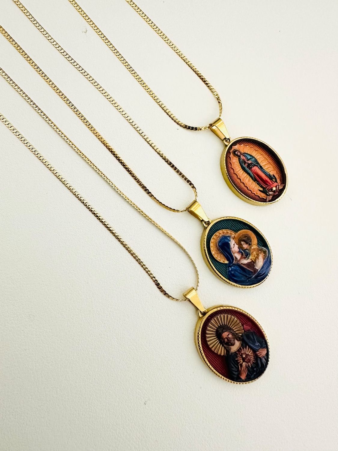 Gold Chain with Coloured Medal Necklace