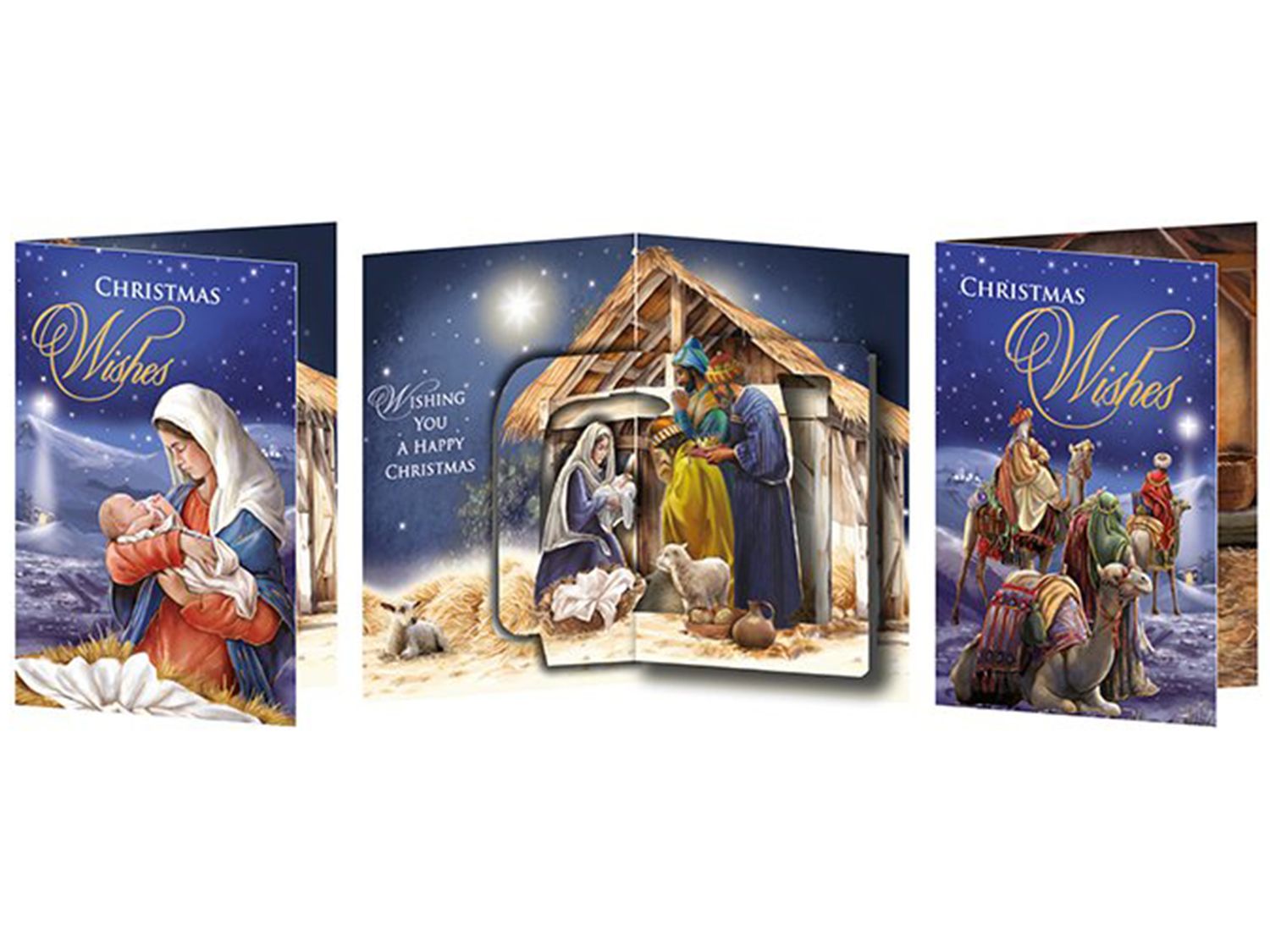 Blue Pop Up Christmas Nativity Card