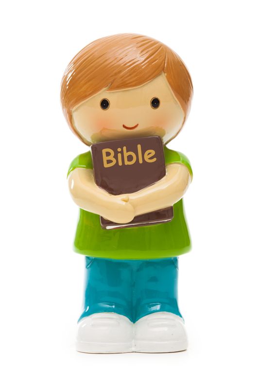 Boy Holding Bible Green Statue (Little Drops)