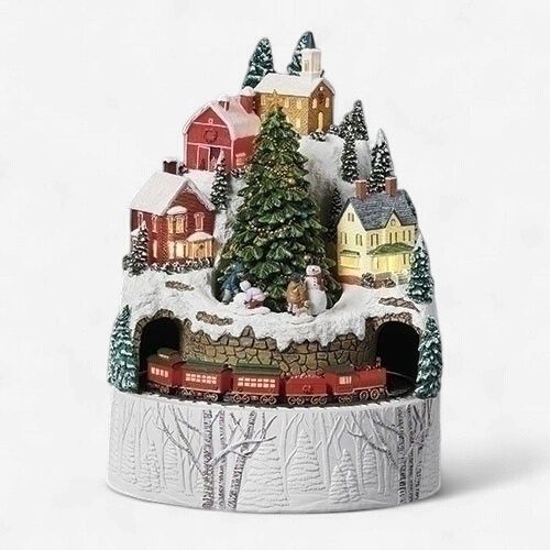 28cm/11" Lit Musical Town With Rotating Train