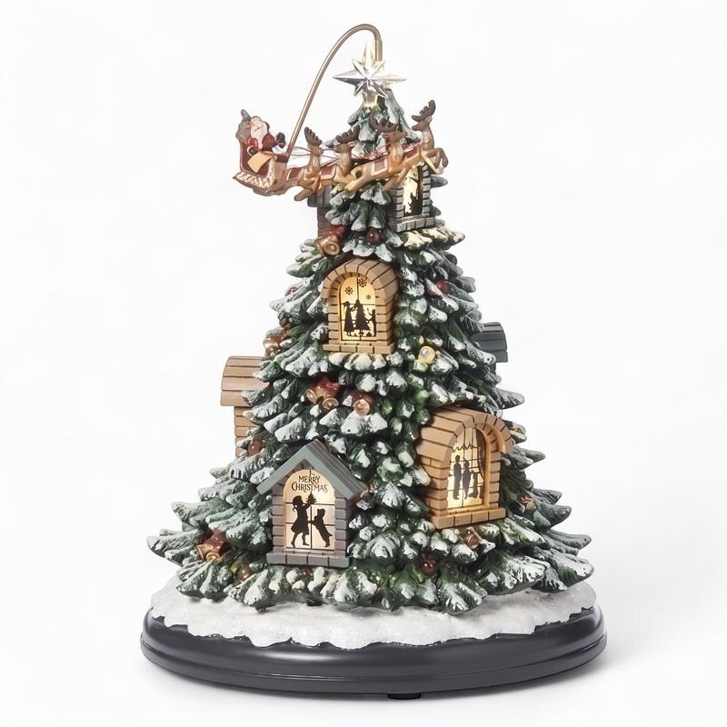 10" Lit Mus Tree With Windows