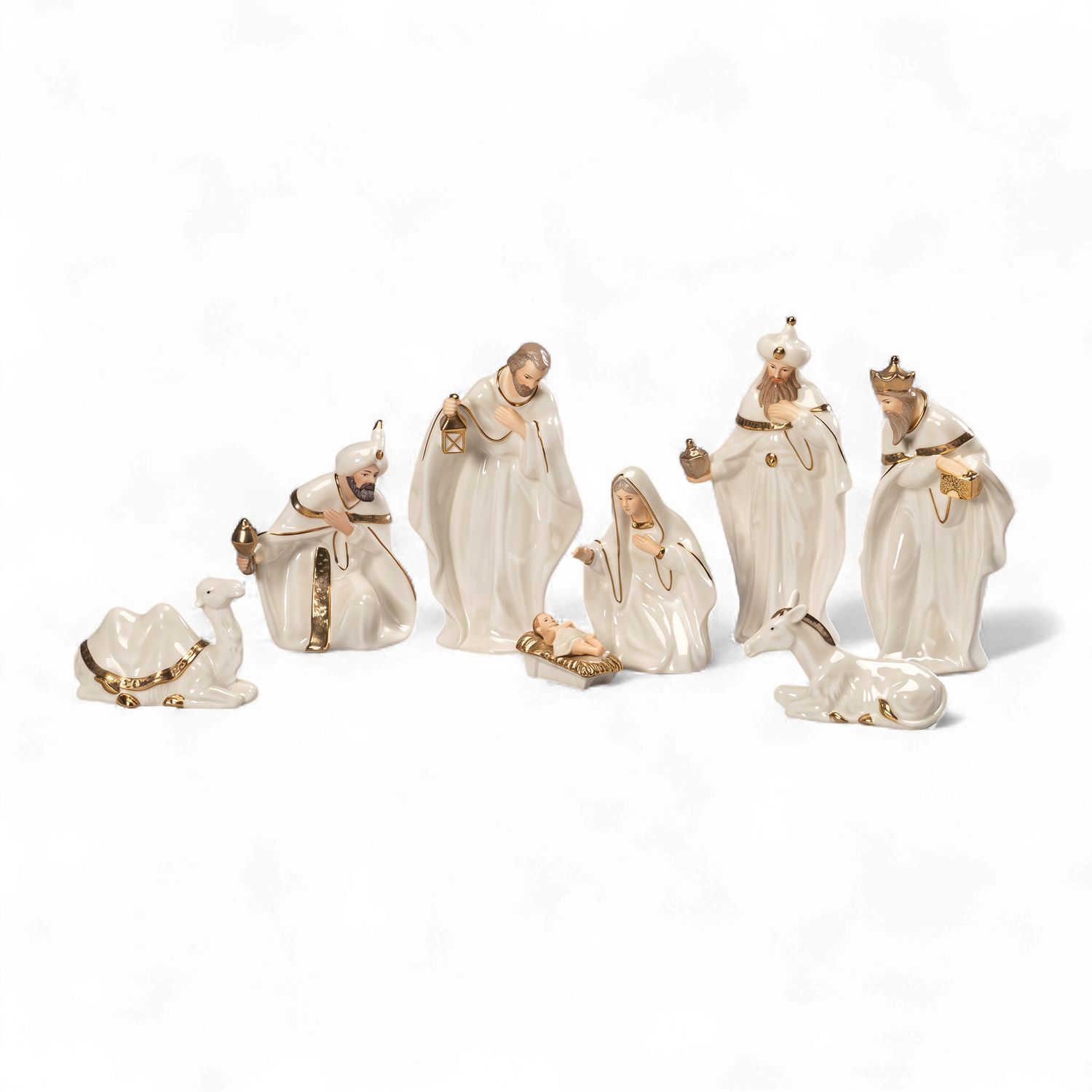Set of 8 7" Nativity Ivy/Gld
