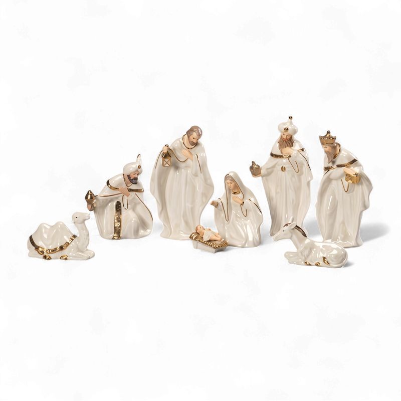 Set of 8 7" Nativity Ivy/Gld