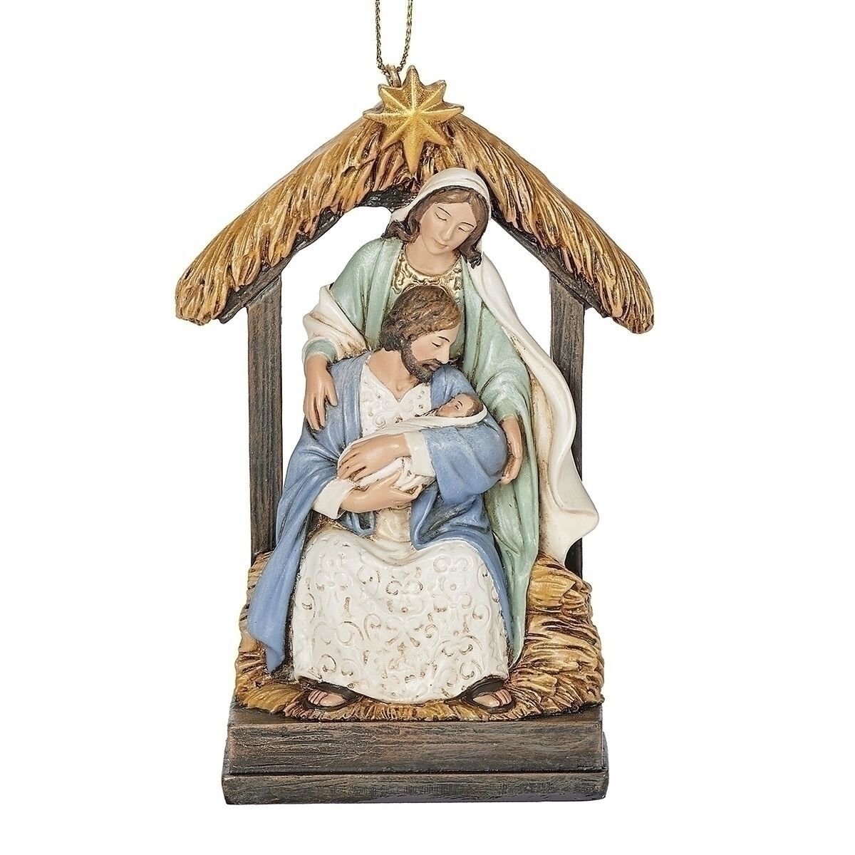 11.4cm/4.5" Holy Family In Manger Scene Ornament