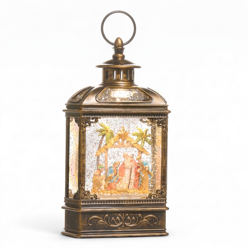 9" Lit Water Lantern Nativity