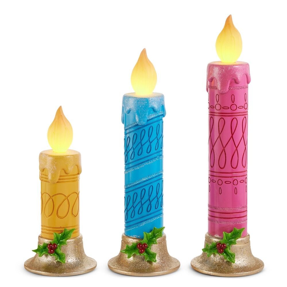 46.9cm/18.5" Festive Glow Battery Operated Candle (S/3)