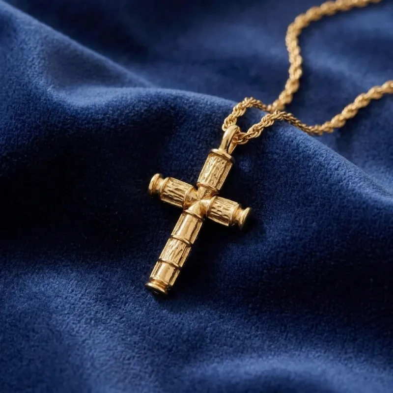Symbols Of Faith Gold Cross Pendant Necklace 16" + 3" Extender