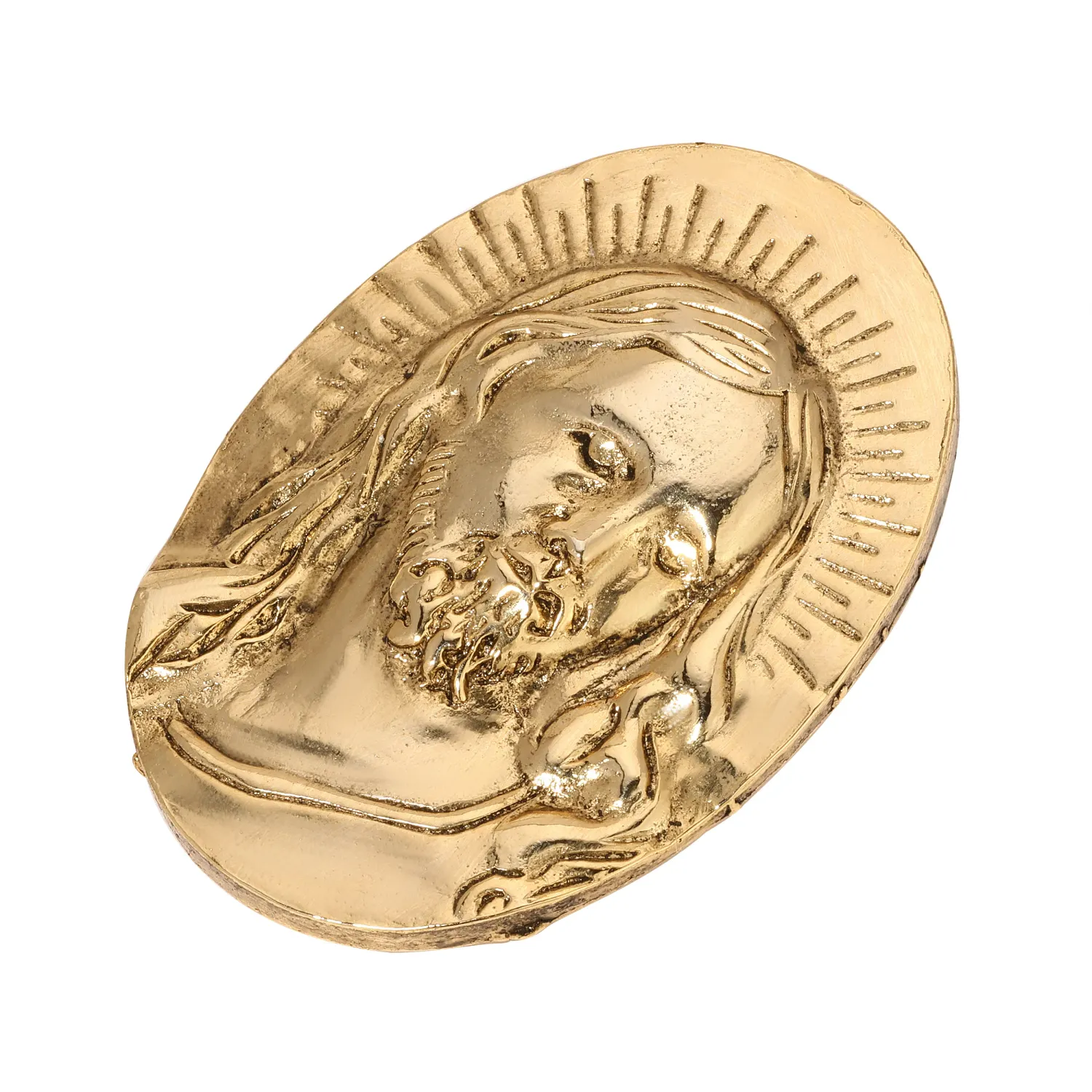 Symbols of Faith Gold Oval Jesus Brooch Pin