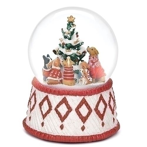 15cm/6" Dogs Around Tree 100mm Musical Dome