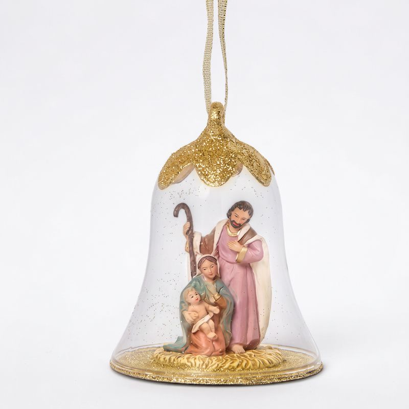 11.4cm/4.5" Holy Family Glass Bell Ornament
