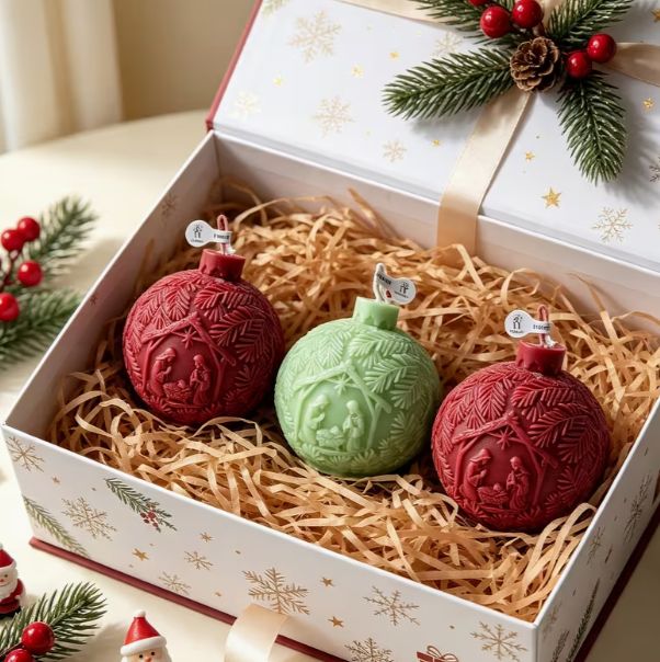Holy Family Spherical Scented Candle - Red/Green