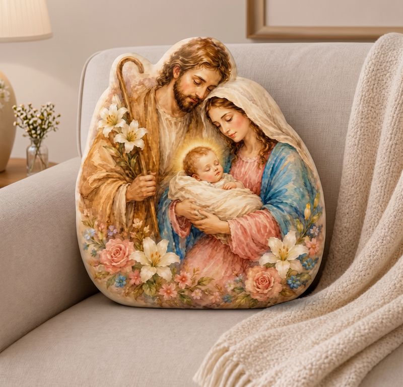 Holy Family Shaped Nativity Stuffed Pillow 40cm