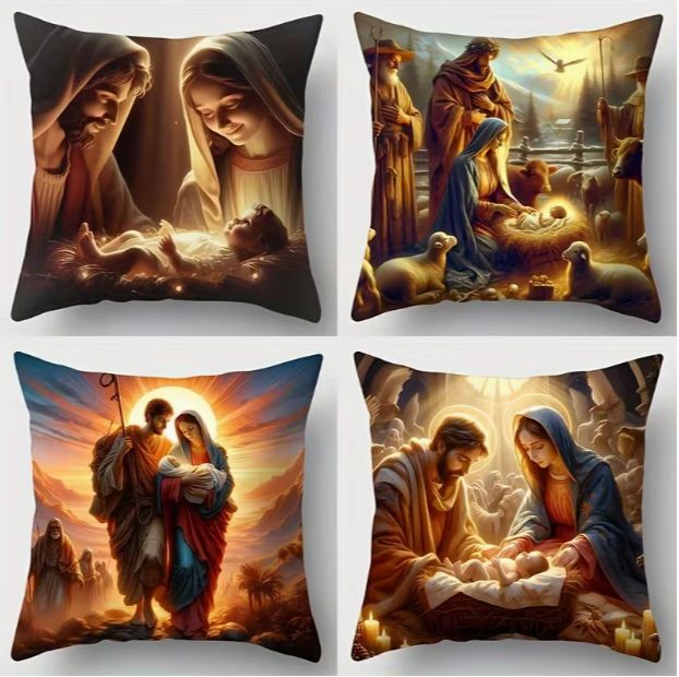 45x45cm Bright Nativity Pillow Cases Set of 4