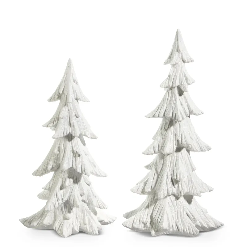 Set of 2 21" Carved Trees White