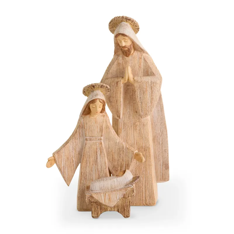 12" Holy Family Praying Carved