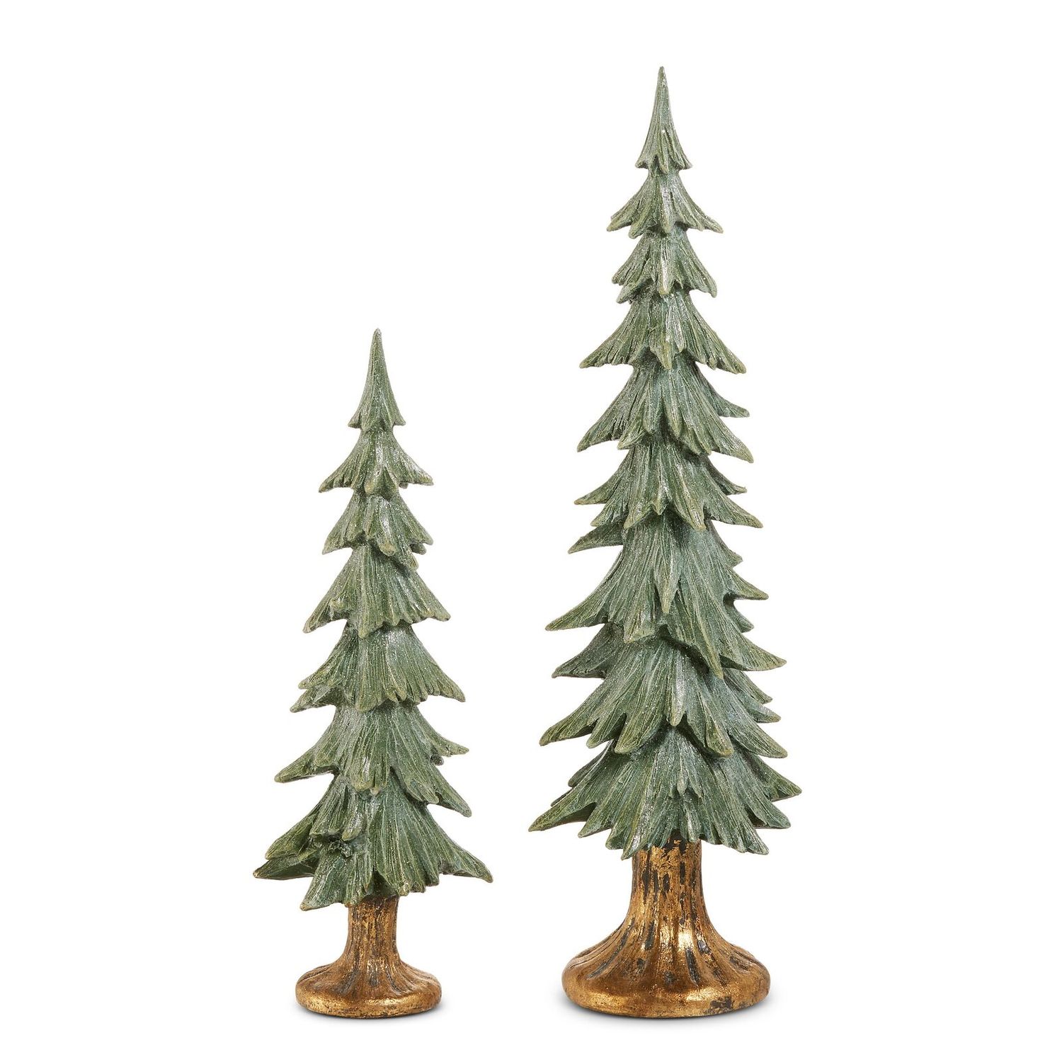 40.64cm/16" Glitter Trees on Antique Base (Set of 2)