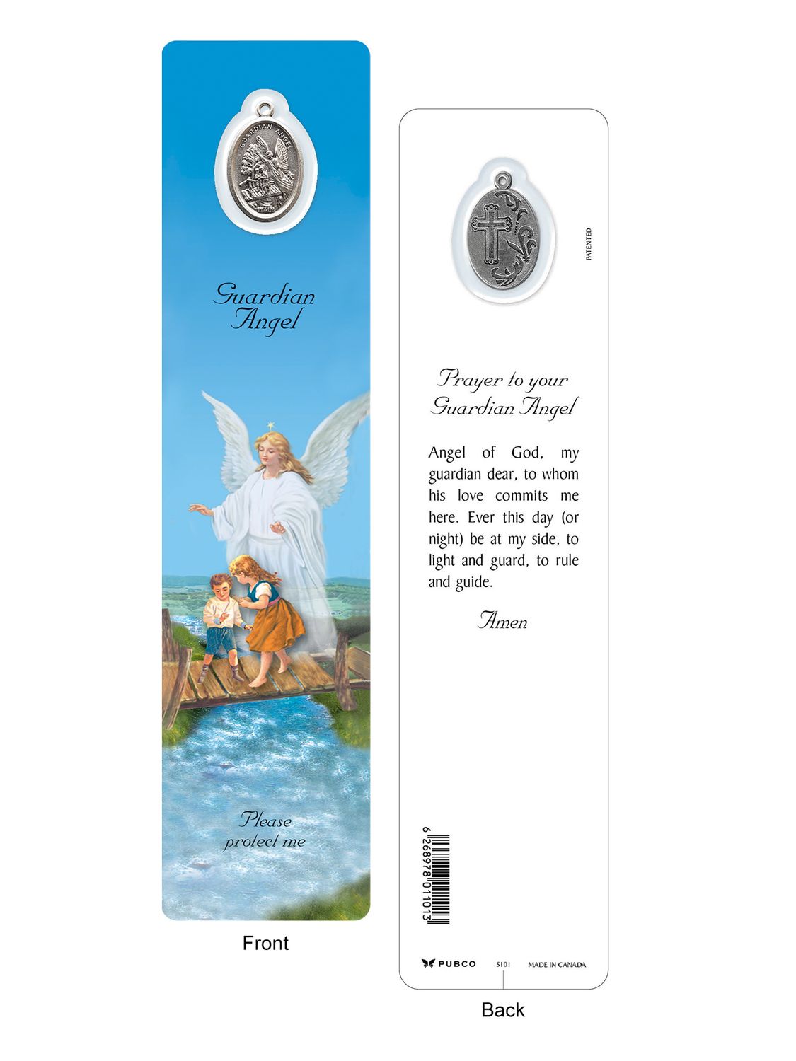 Laminated Book Mark with Medal, Style: Guardian Angel