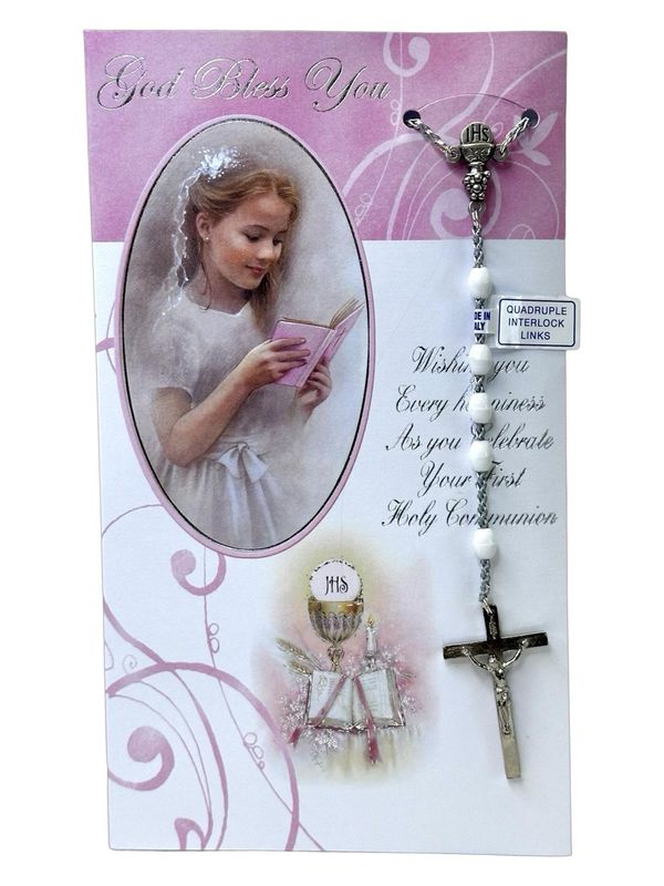 Communion Card - Girl with Rosary