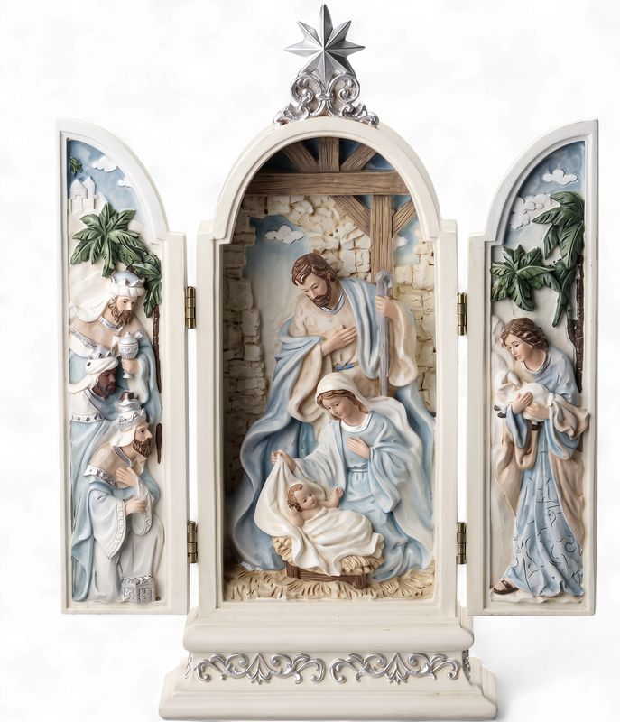 30.5cm/12" Blue Nativity Triptych