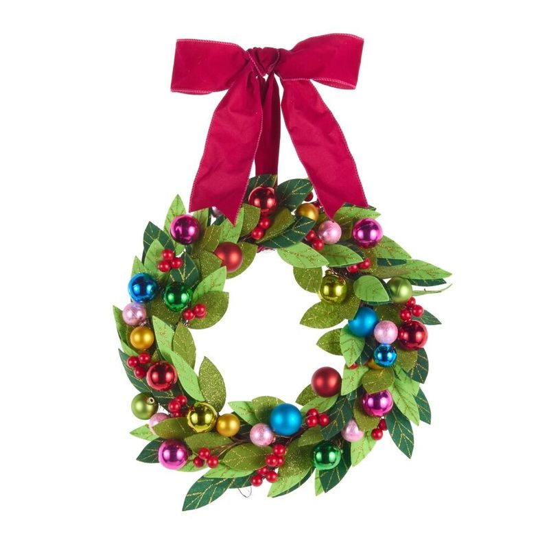 43cm/17" Felt Wreath with Ball Ornaments
