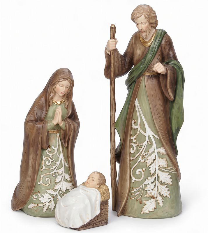 22.8cm/9" Green Nativity With Leaf (S/3)