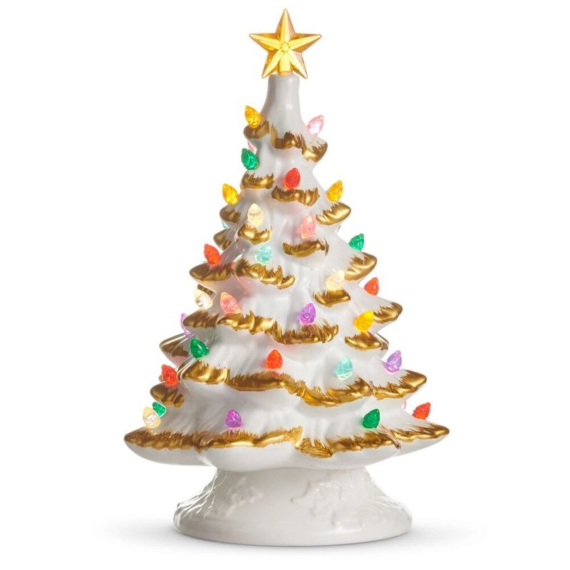 23cm/9" White Gold Lighted Tree