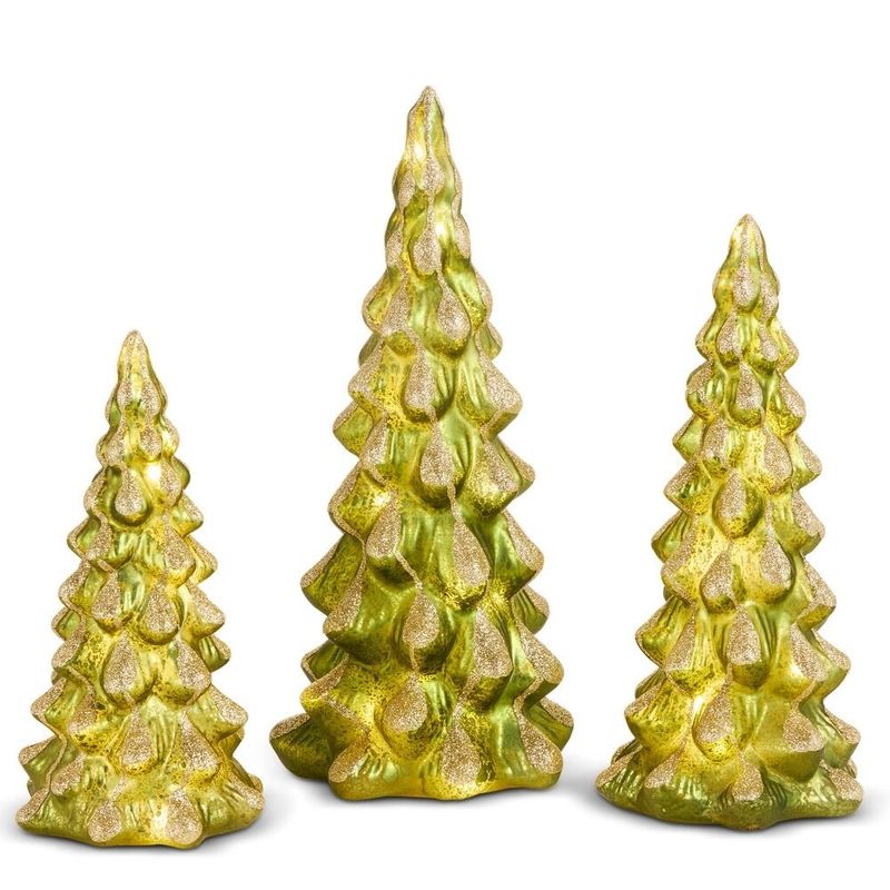 30cm/12" Lighted Green Snowy Trees (S/3)