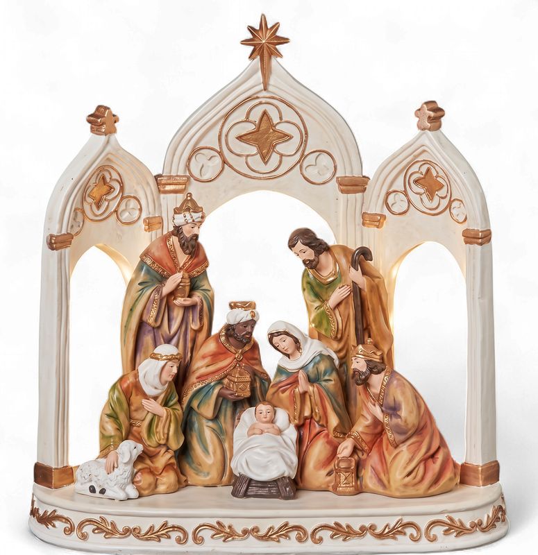 30.5cm/12" Lighted Nativity Scene with Arched Design