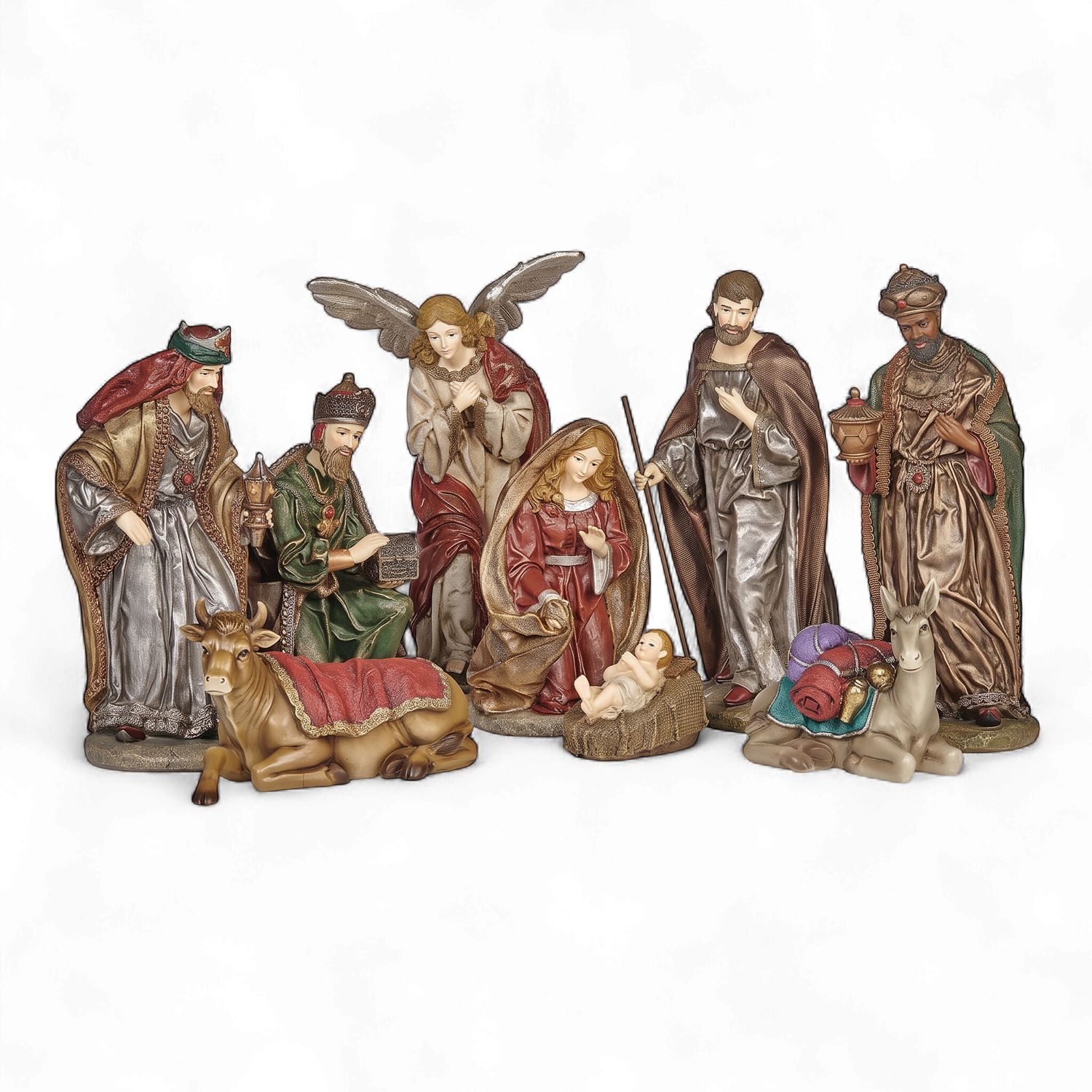 Set of 9 - 12" Nativity Rust/Silver