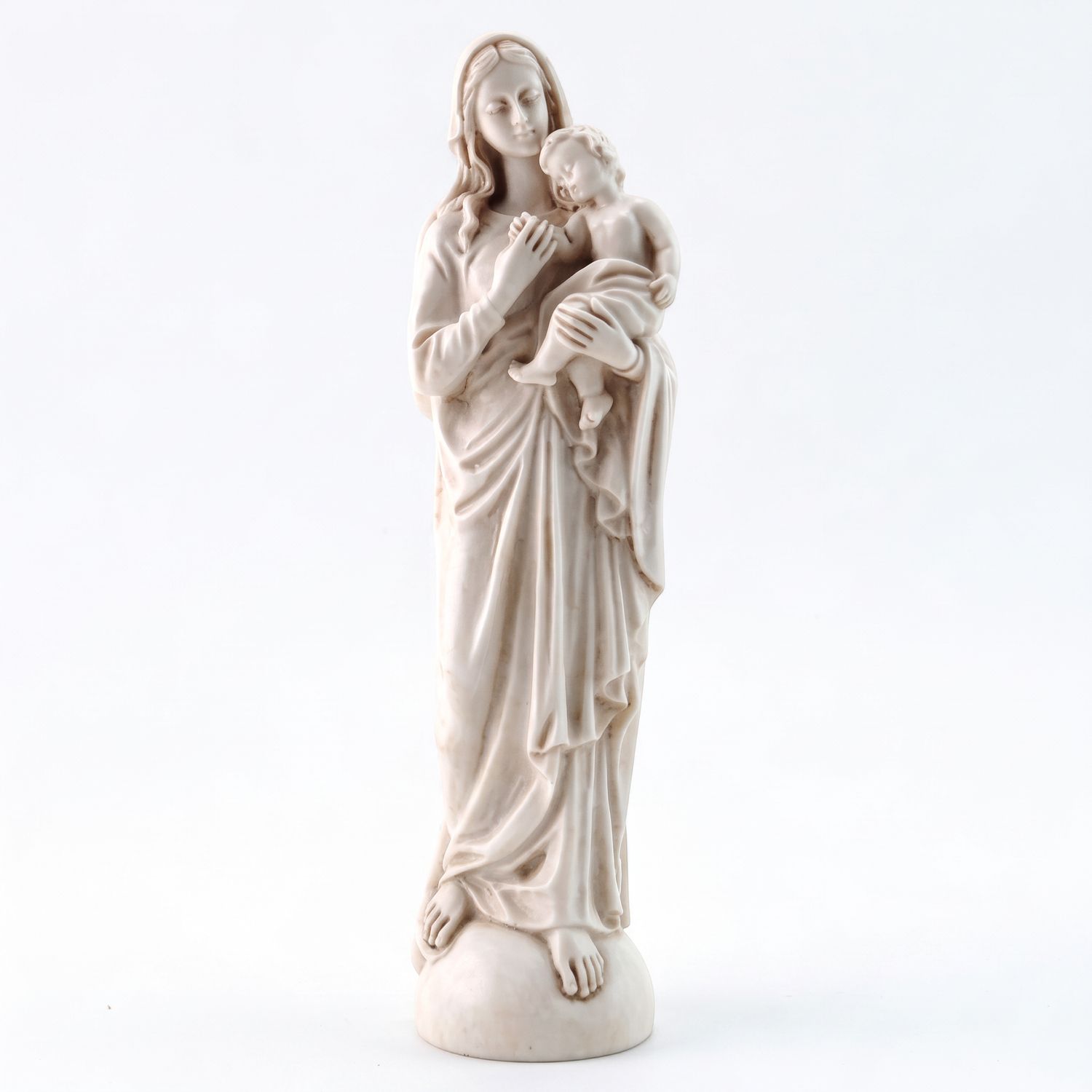 Antique White Madonna &amp; Child Statue 20cm