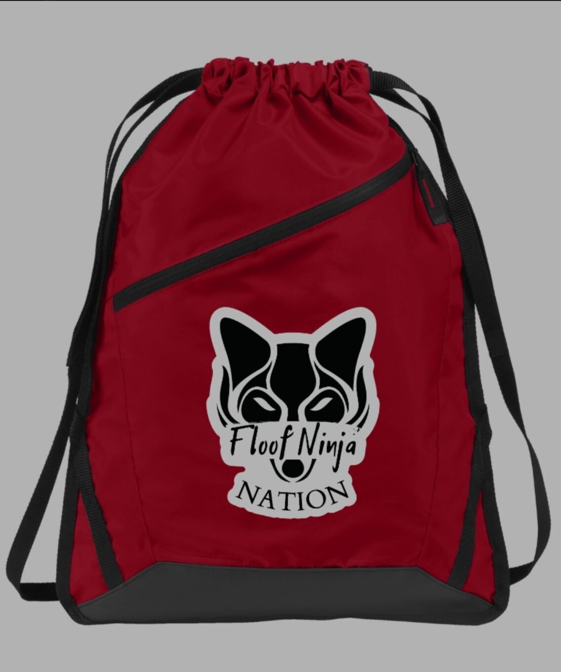 Floof Ninja Nation Zip-It Cinch Pack, Bag Color: Red